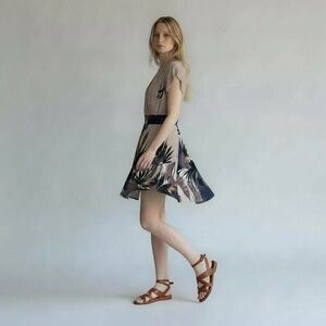 Dress tropical vacation toucan print V neck faux wrap front size Med Brazil